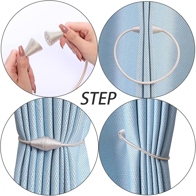 2 PCS Magnetic Curtain Tiebacks, European Style Convenient Drape Tie Backs - Image 2