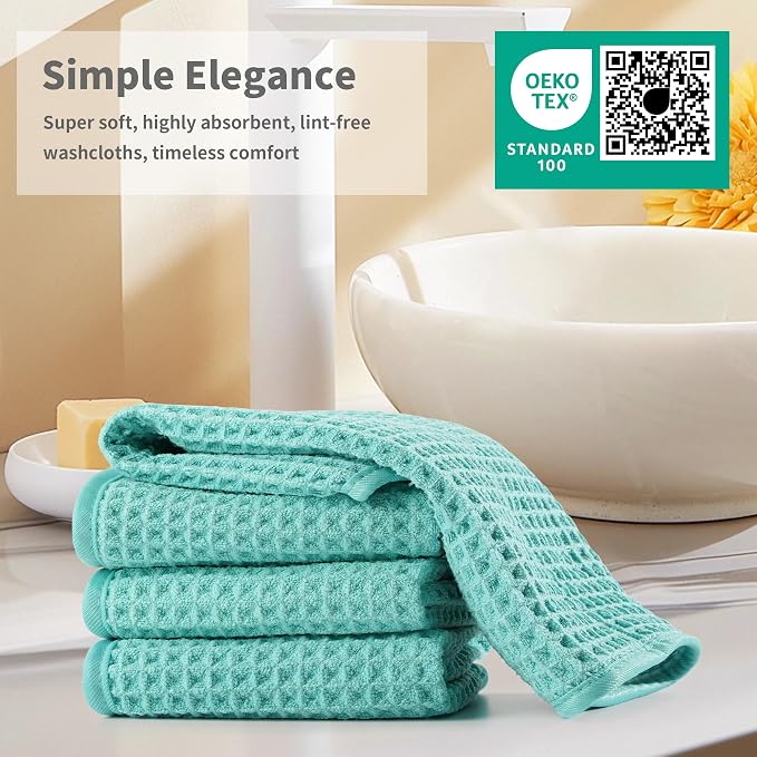 Microfiber Waffle Face Towels, 2 Pieces, Fast Drying, Lint Free - Image 6
