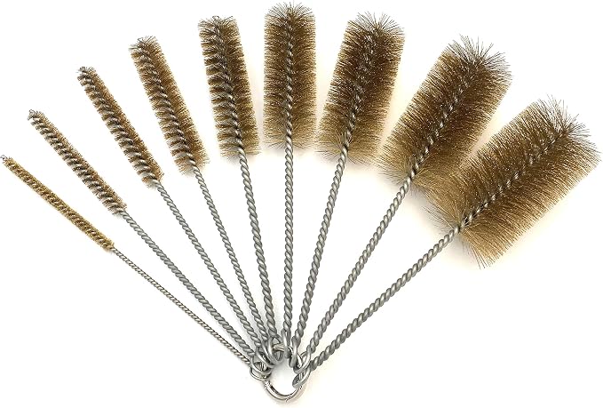 Pipe Cleaning Brush Set with Brass Bristles, 9 Piece Variety Pack by Ctsyuqoo
