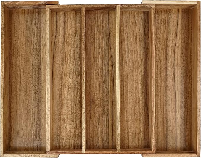 Luxury Acacia Silverware Organizer -Kitchen Drawer Organizer - Image 8