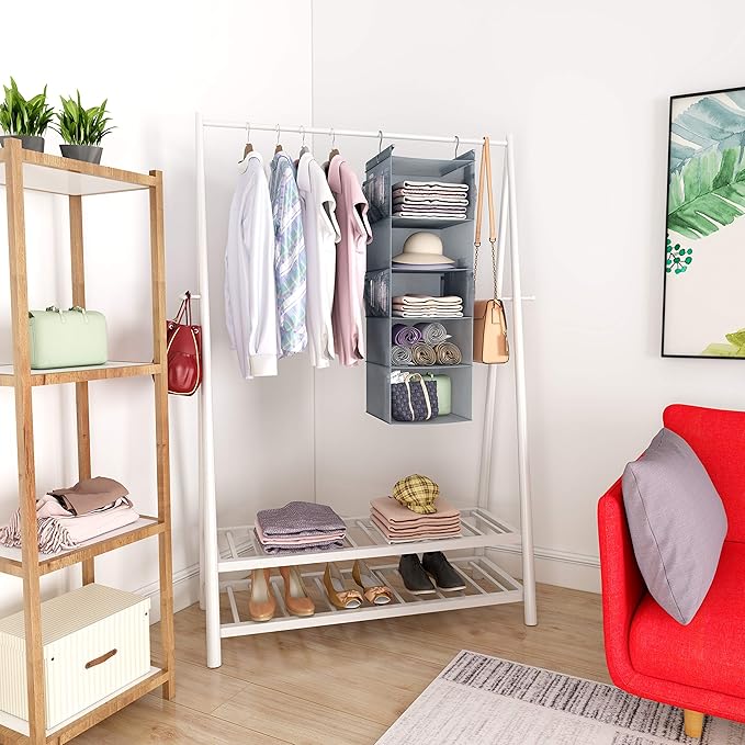 MAX Houser 5 Shelf Hanging Closet Organizer, Space Saver, Closet Hanging Shelves - Image 6