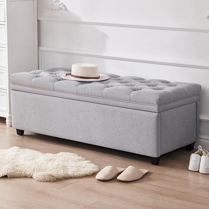 50" Storage Ottoman Bench, Tufted Ottoman - Image 7