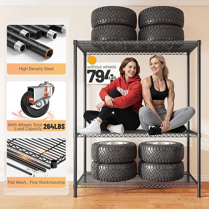 REIBII 4-Tier Storage Shelves Wire Shelving Unit