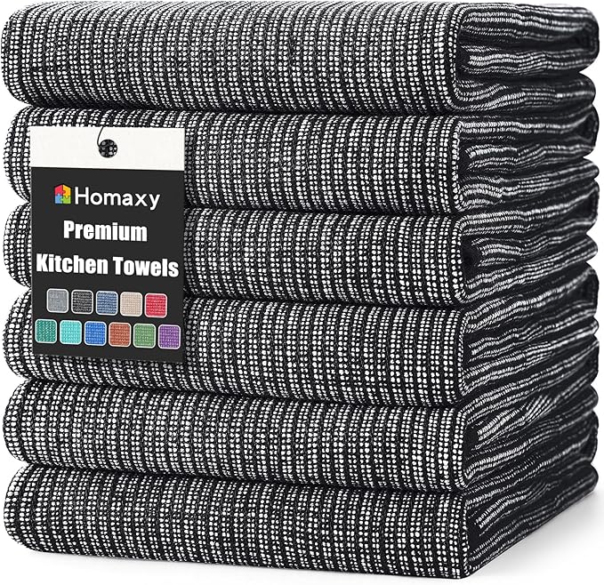Homaxy Premium Kitchen Towels, Large Cotton Kitchen Hand Towels, Flat and Terry by Homaxy
