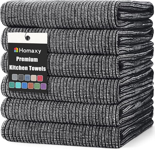 Homaxy Premium Kitchen Towels, Large Cotton Kitchen Hand Towels, Flat and Terry by Homaxy
