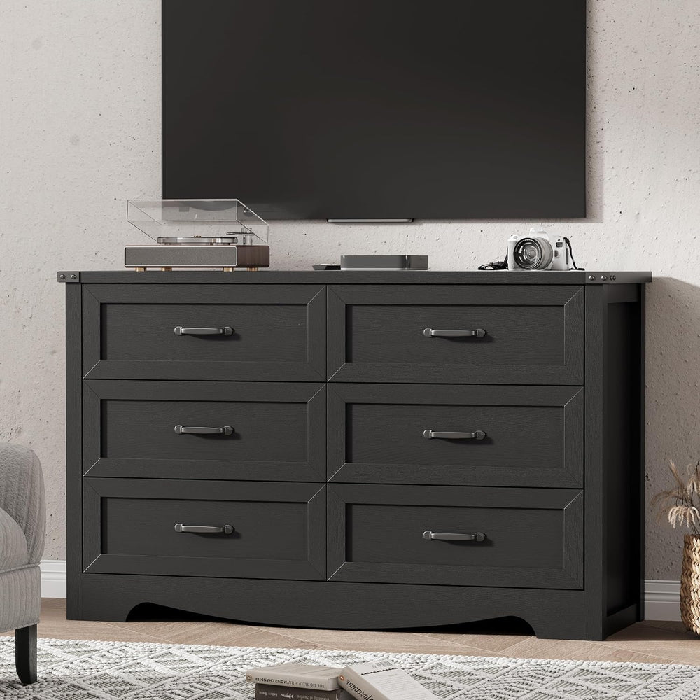 Dresser for Bedroom with 6 Drawers, 48" Wide Wood Chest of Drawers with ...