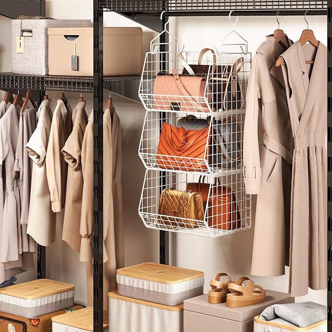 X-cosrack 3 Tier Foldable Closet Organizer, Clothes Shelves - Image 2