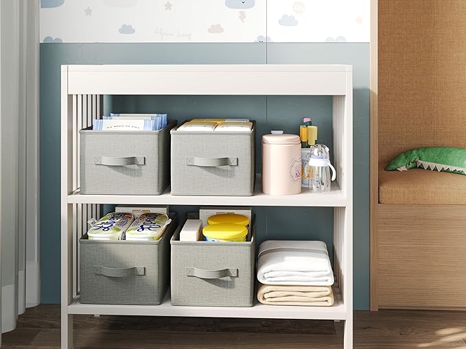 3 Pack Fabric Storage Bins for Shelves | 14.75x10.25x8.25 in Storage Baskets | - Image 7