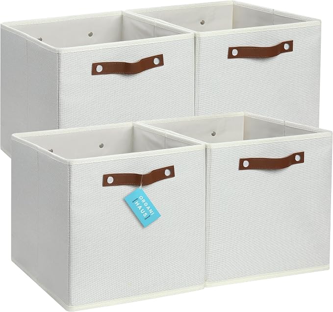 OrganiHaus White 12x12 Fabric Storage Bins by OrganiHaus