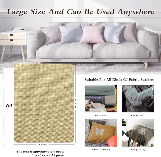 KING MOUNTAIN Self-Adhesive Coarse Linen Repair Patches, 8X11 inch, Can be Used - Image 3