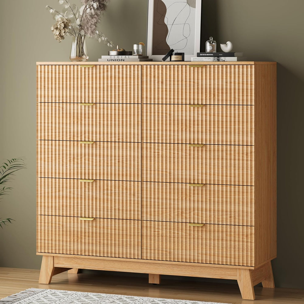 Fluted Dresser for Bedroom with 10 Drawers, 48" Wide Modern Chest of Dra...