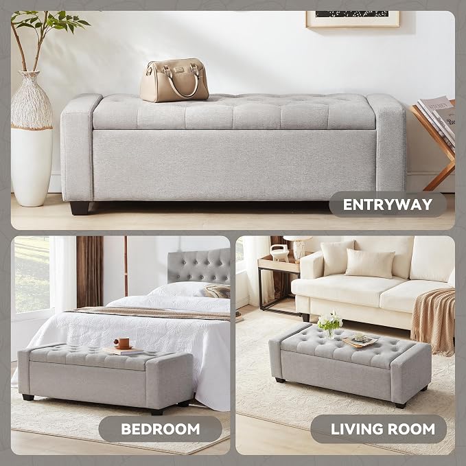 48" Ottoman with Storage, Large Storage Ottoman Bench - Image 4