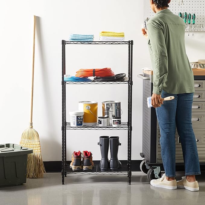 Amazon Basics 4-Shelf Steel Wire Storage Rack, Adjustable, Easy Assembly - Image 2