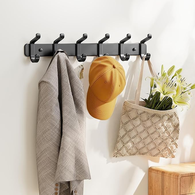 Coat Rack Wall Mounted Heavy-Duty: Metal Coat Hanger 6 Hooks - Image 4