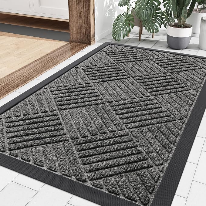 Smiry Front Door Mat Outside Entrance, Heavy Duty Outdoor Indoor Natural Rubber by Smiry