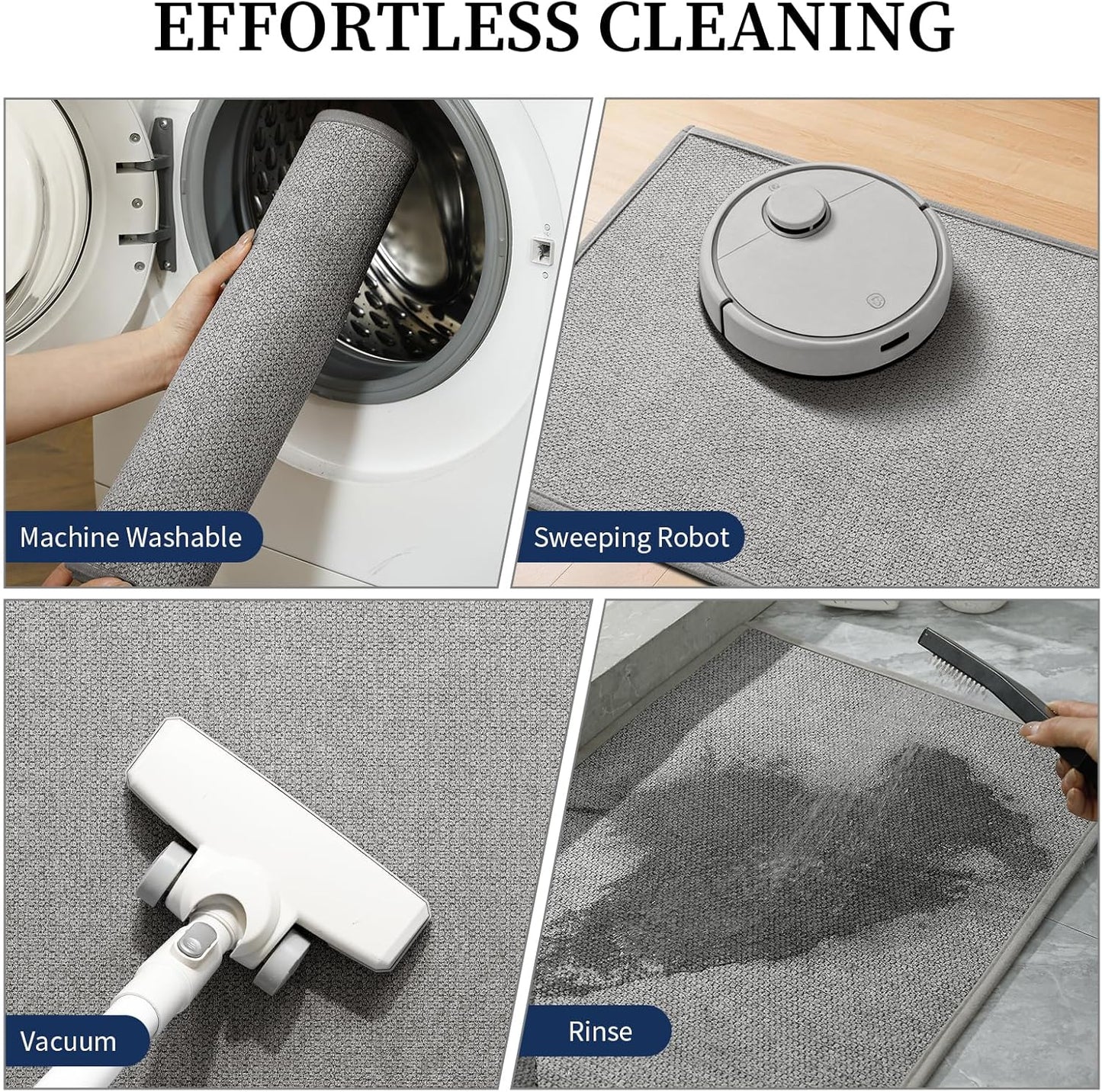 YIHOUSE Gray Bathroom Rugs Sets 3 Piece, Quick Dry Thin Bath Mat with Toilet Rug, Non Slip Absorbent Machine Washable, Bath Runner Rugs for Bathtub Sink Home Decor
