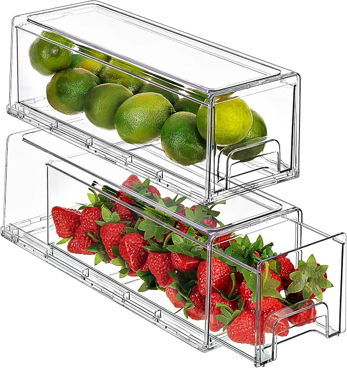 Sorbus Small Wide Clear Storage Drawers – Stackable Storage Drawers by Sorbus