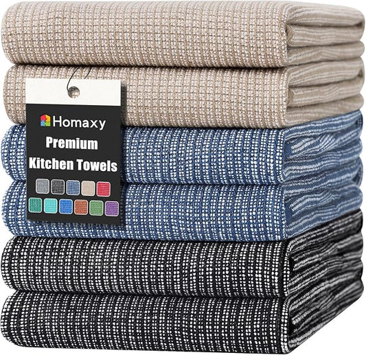 Homaxy Premium Kitchen Towels, Large Cotton Kitchen Hand Towels, Flat and Terry by Homaxy