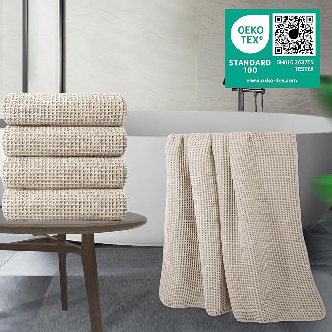 POLYTE Microfiber Oversize Quick Dry Lint Free Bath Towel, 60 x 30 in, 4 Pack - Image 5