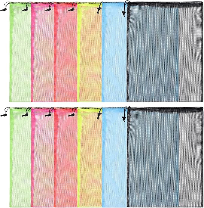 12Pcs Mesh Laundry Drawstring Bag, Nylon Drawstring Gym Bag by DancingaColorfulLifeinSpiritualWorld