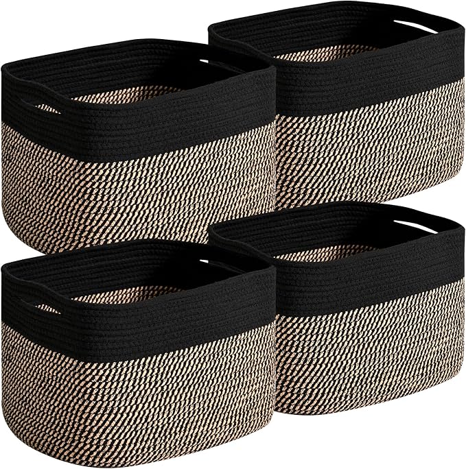 Small Storage Baskets for Organizing Shelves, Cotton Rope Basket for Storage by Unknown