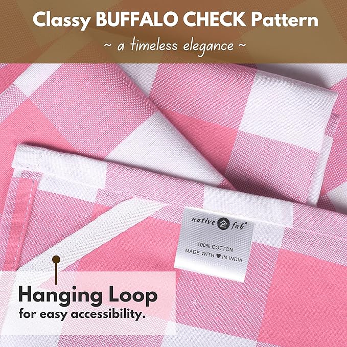 Native Fab Pink Checked Kitchen Towels 16"x26" - Image 3