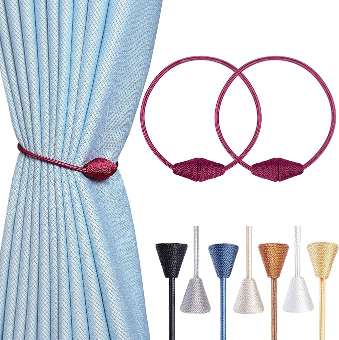 2 PCS Magnetic Curtain Tiebacks, European Style Convenient Drape Tie Backs by YUNTUOO