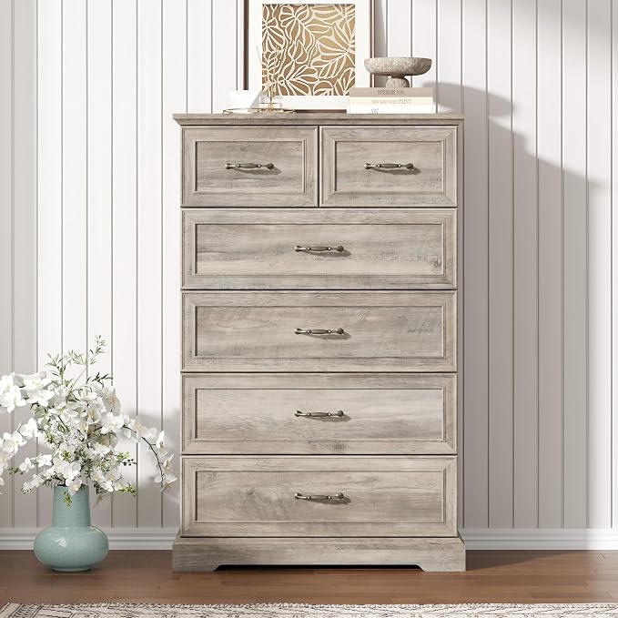 6 Drawer Dresser for Bedroom, Rustic Farmhouse Dresser - Image 3