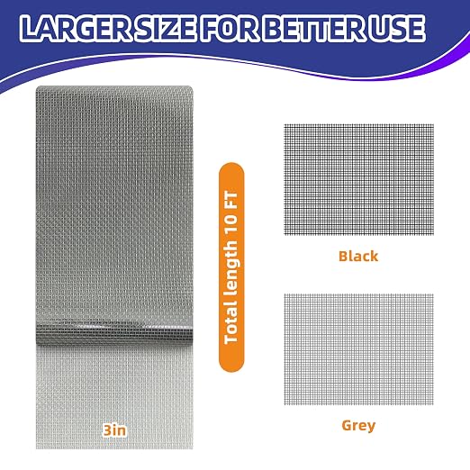 KING MOUNTAIN Grey Window Screen Repair Tape, 3inX10FT Heavy Duty Screen Repair - Image 2