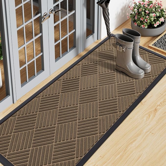 Smiry Front Door Mat Outside Entrance, Heavy Duty Outdoor Indoor Natural Rubber by Smiry