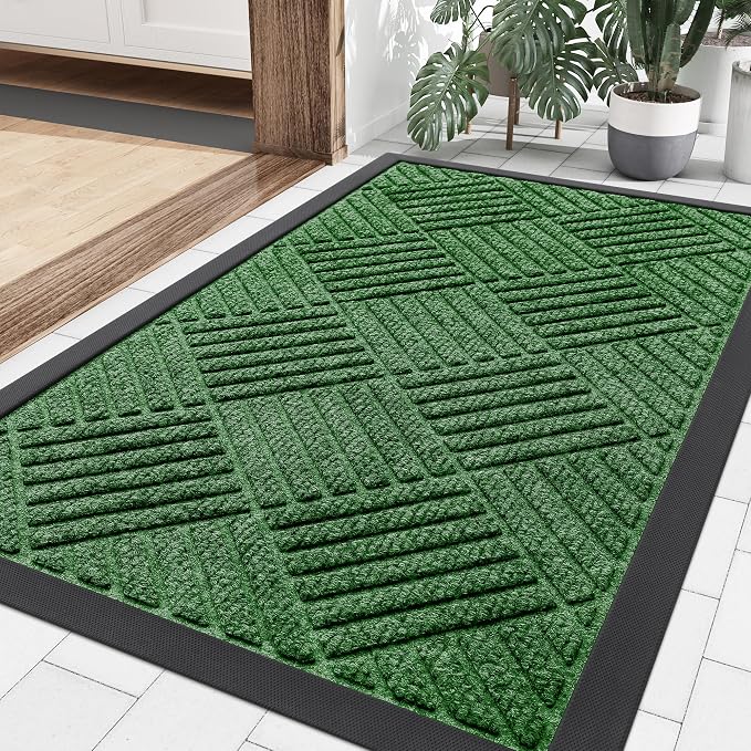 Smiry Front Door Mat Outside Entrance, Heavy Duty Outdoor Indoor Natural Rubber by Smiry