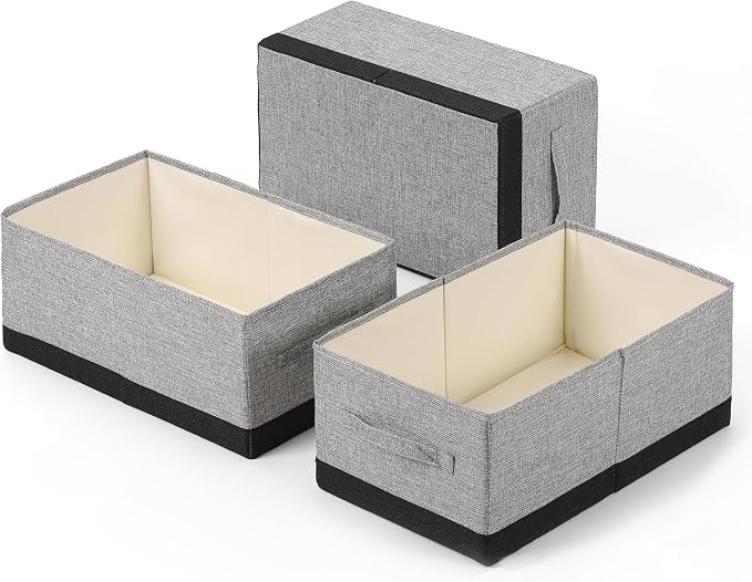 Linen Folding Storage Bins, 3 Pack Large Storage Baskets, Clothing Storage Bins by Unknown