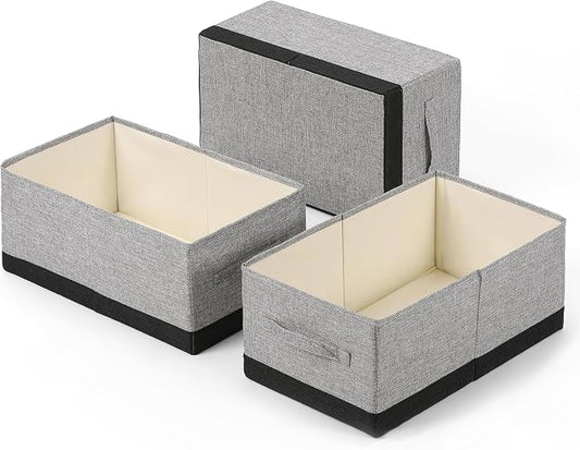 Linen Folding Storage Bins, 3 Pack Large Storage Baskets, Clothing Storage Bins by Unknown