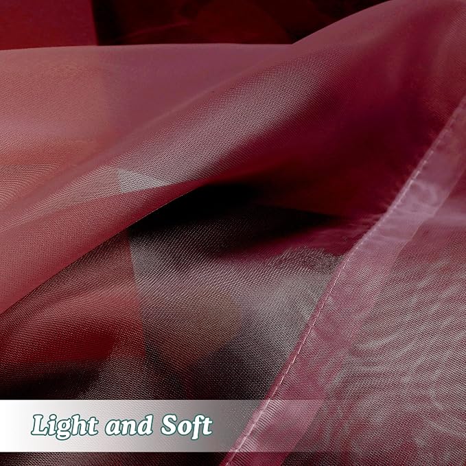 Chyhomenyc Short Sheer Curtains 45 Inches Length 2 Pieces, Light Filtering Soft - Image 4