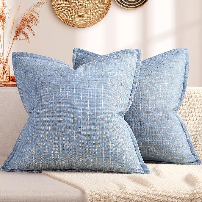 ZWJD Pillow Covers 18x18 Set of 2 Soft Polyester Textured Pillow Covers by ZWJD