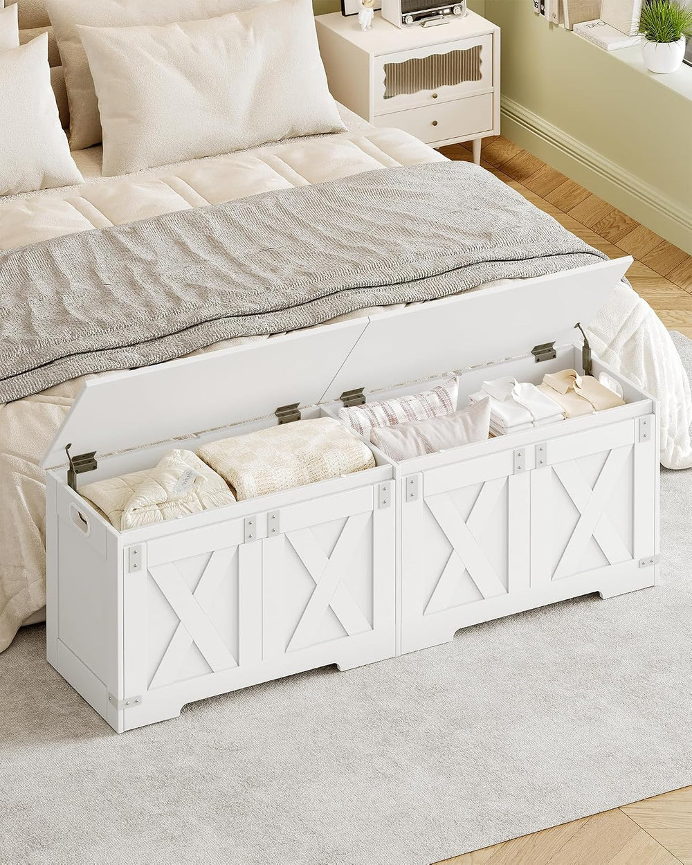 Hzuaneri 59" Modern Farmhouse Storage Chest and Bench | 70 Gal | 330lb Seat