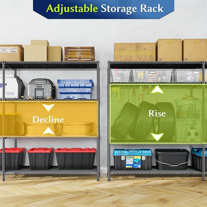 52.36''W Storage Shelves Metal Shelving Unit Load 1120LBS 4 Tier Wire Shelving - Image 7