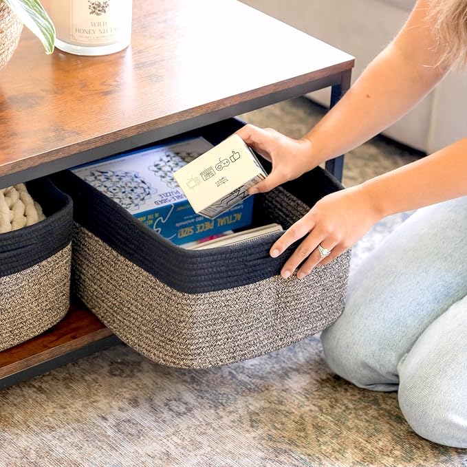 NaturalCozy Storage Baskets 16.8”x13”x7.6” Cotton Rope Woven Baskets - Image 3