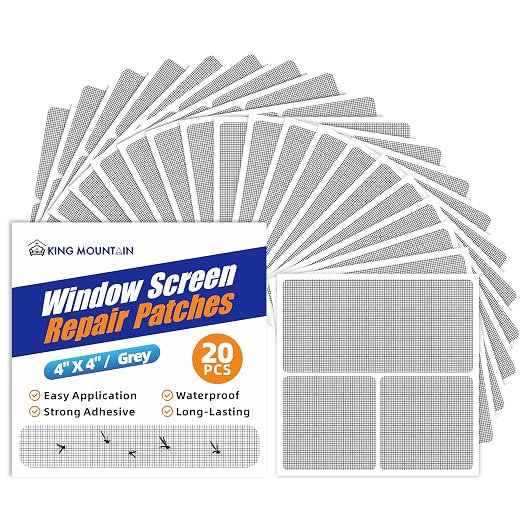 KING MOUNTAIN Grey Window Screen Repair Patch, Strong Adhesive & Waterproof by ForABetterHomeLife