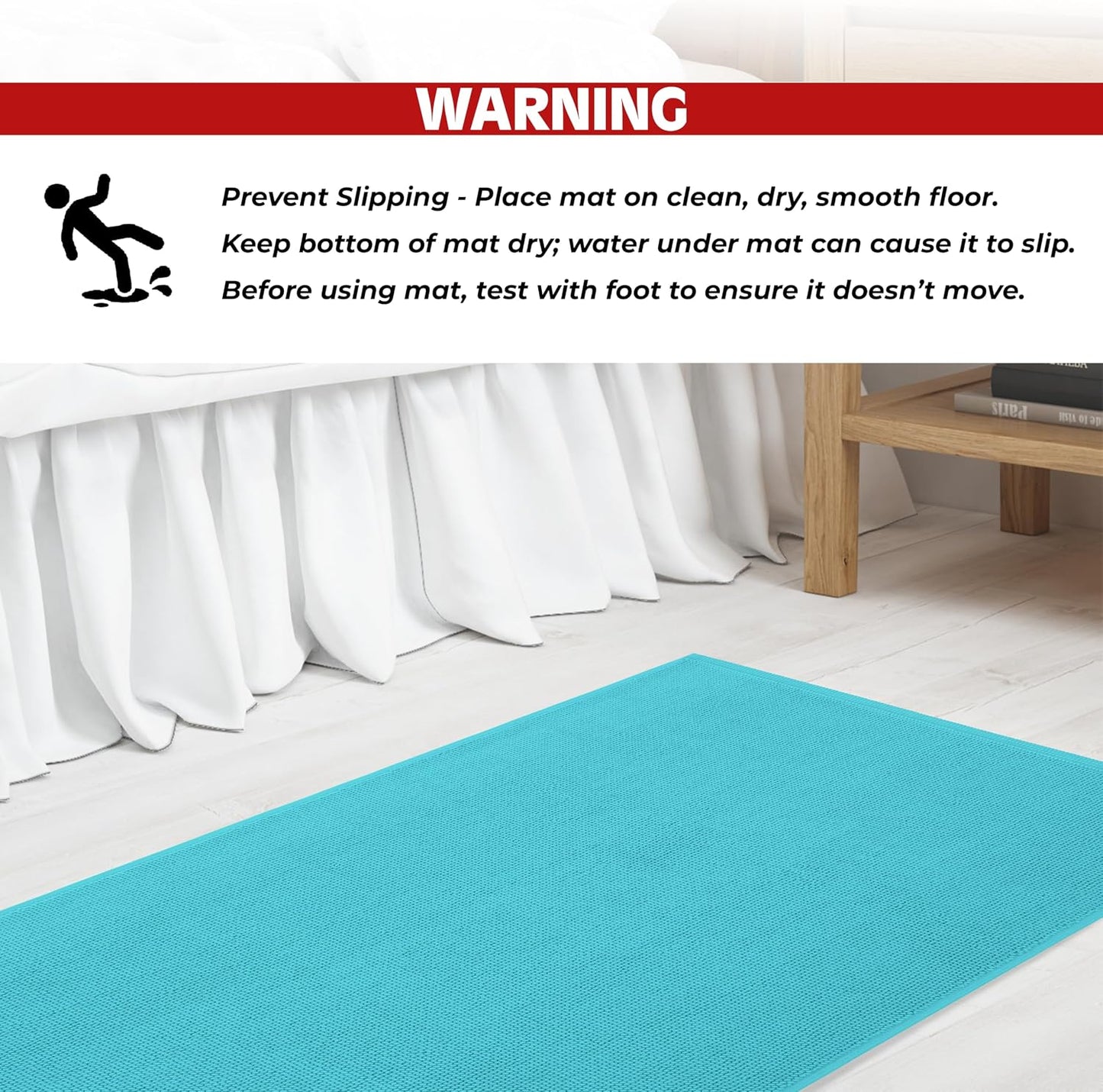 Cotton Paradise 100% Cotton Turkish Bathmat Rug, Soft Absorbent Quick Dry Non Slip, 20x34 Bathmat Rug, Turquoise