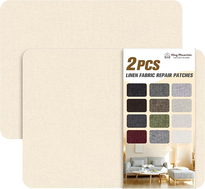 KING MOUNTAIN Fine Linen Fabric Patches, Self-Adhesive, 8x11 inch, by ForABetterHomeLife