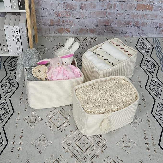Cotton Rope storage Basket Bins Woven Basket - Image 4