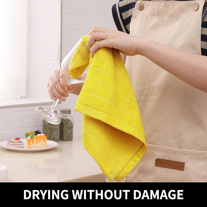 Homaxy 100% Cotton Terry Kitchen Towels, Checkered Designed, Soft and Super - Image 4