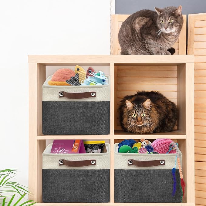SIMPLE HOUSEWARE Large Fabric Storage Bin, 3 Pack, Dark Gray - Image 7