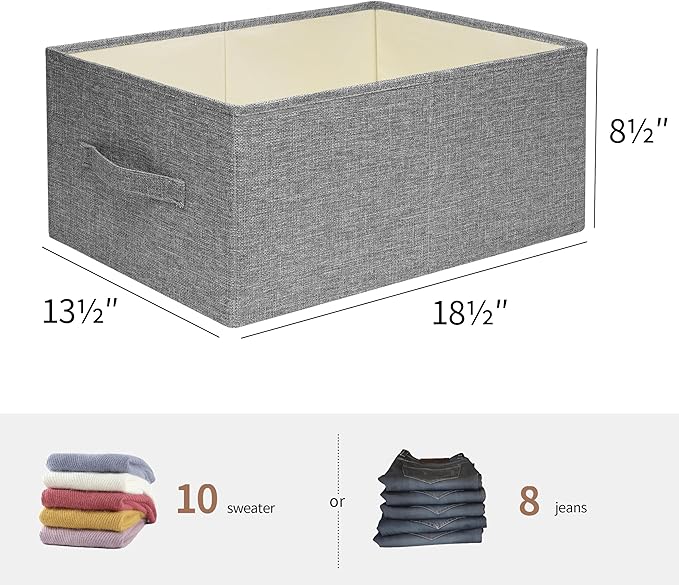 Linen Folding Storage Bins, 3 Pack Large Storage Baskets, Clothing Storage Bins - Image 2
