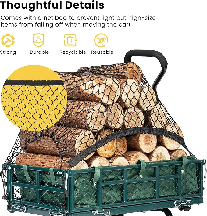 VIVOHOME Heavy Duty 400 Lbs Capacity Mesh Steel Garden Cart Folding Utility - Image 6