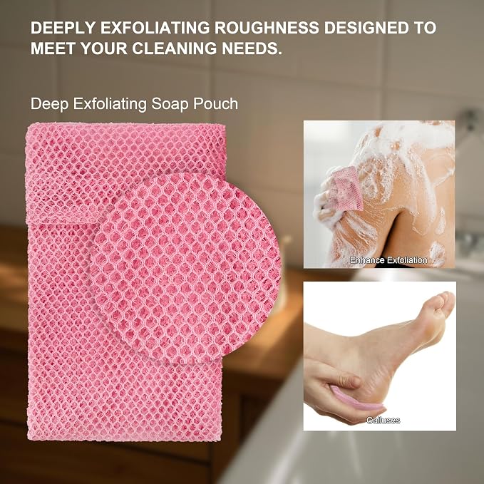 2 Pack Soap Bag Deep Roughness, Bar Soap Pouch Saver Pocket, Body Scrubber - Image 3
