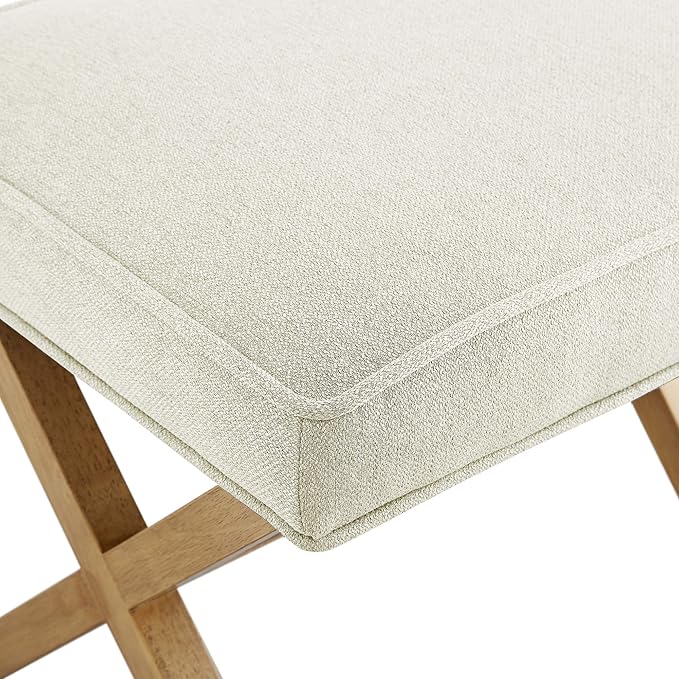 Amazon Basics Small Ottoman Foot Rest, Mid-Century Modern X Square Polyester - Image 5