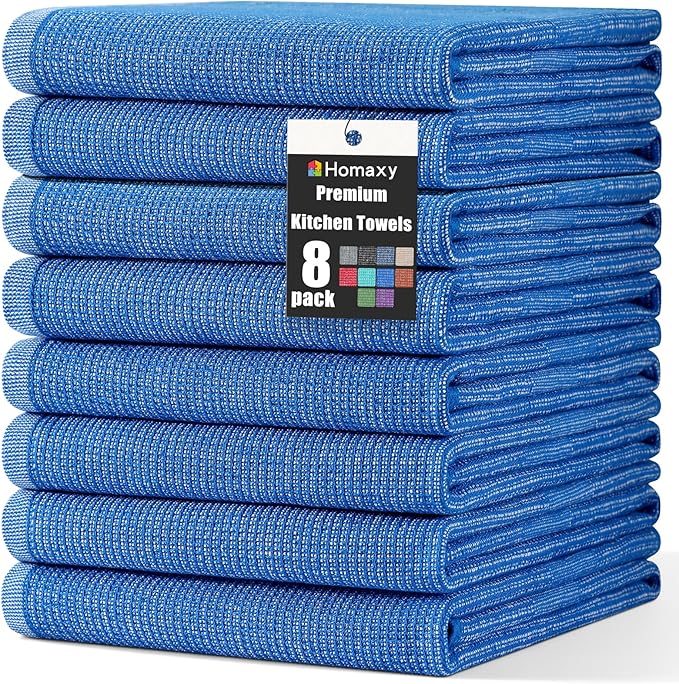 Homaxy Premium Kitchen Towels, Large Cotton Kitchen Hand Towels, Flat and Terry by Homaxy