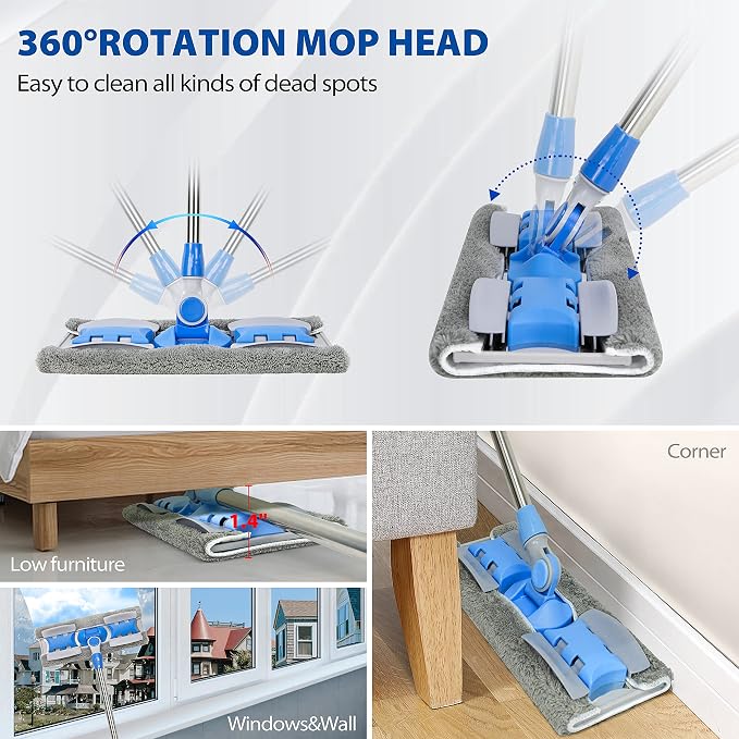 Professional Microfiber Hardwood Floor Mop, Flat Mops - Image 4